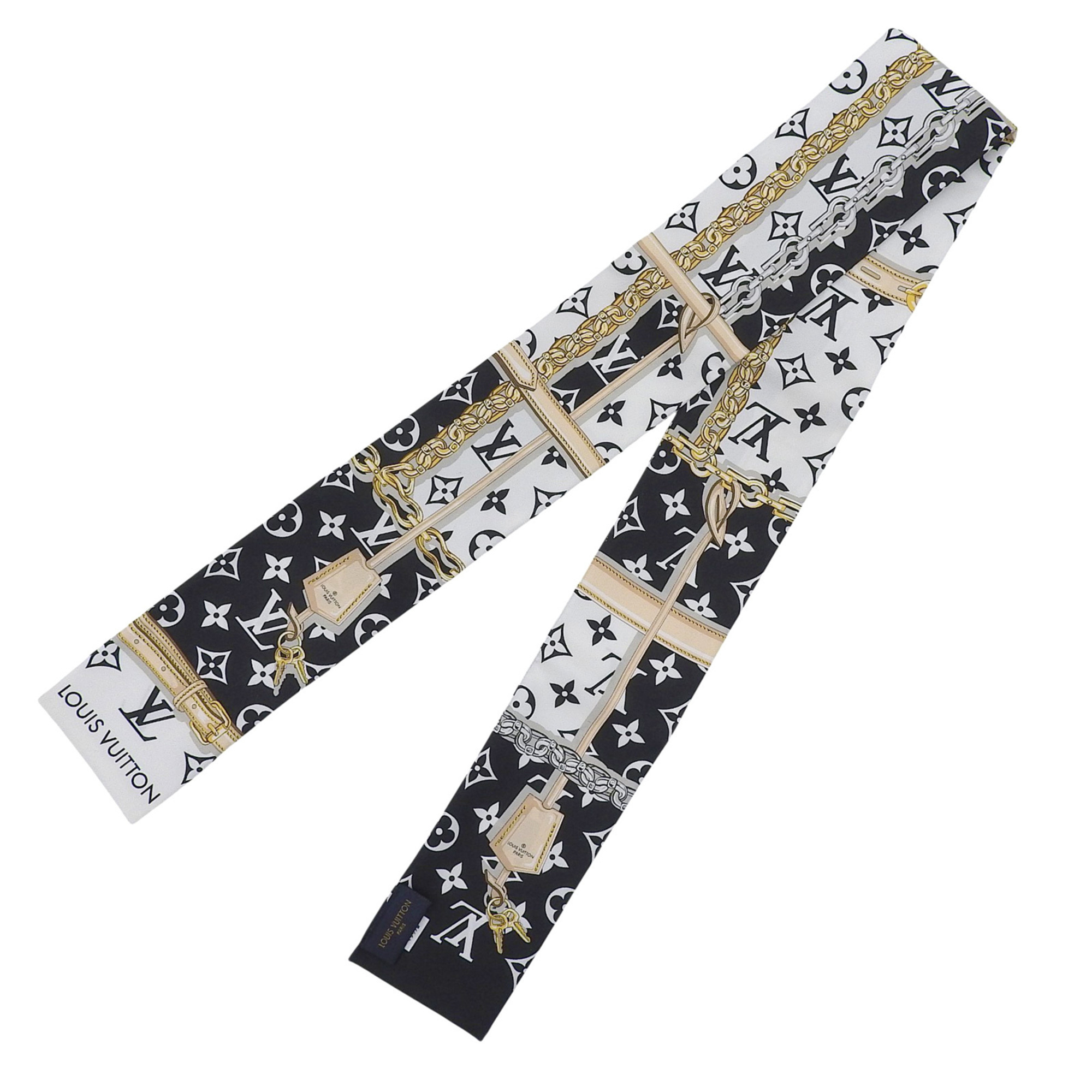 Louis Vuitton M78656 Bandeau Monogram Confidential 100% Silk Noir Bandana Sca...